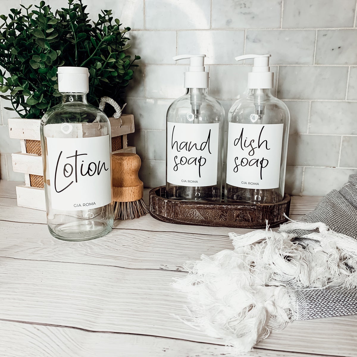 Clear Glass Refillable Soap Dispenser — 16 oz