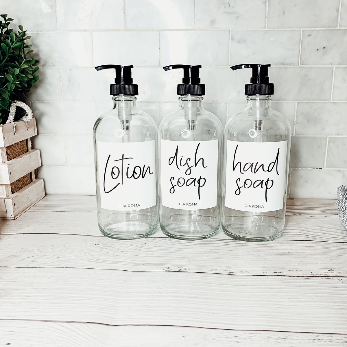 Clear Glass Refillable Soap Dispenser — 16 oz