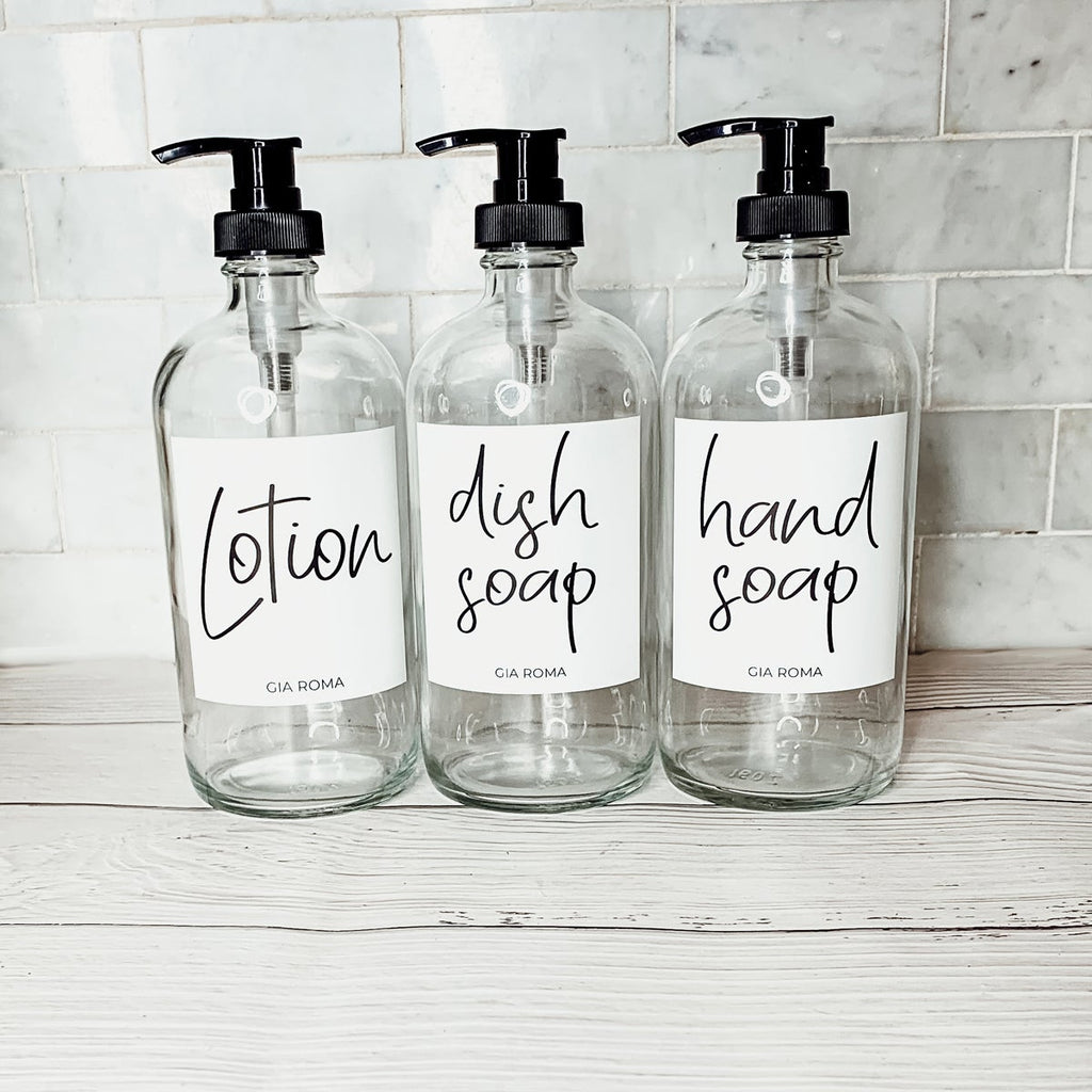 Clear Glass Refillable Soap Dispenser — 16 oz
