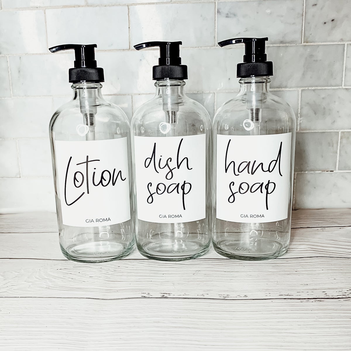 Clear Glass Refillable Soap Dispenser — 16 oz