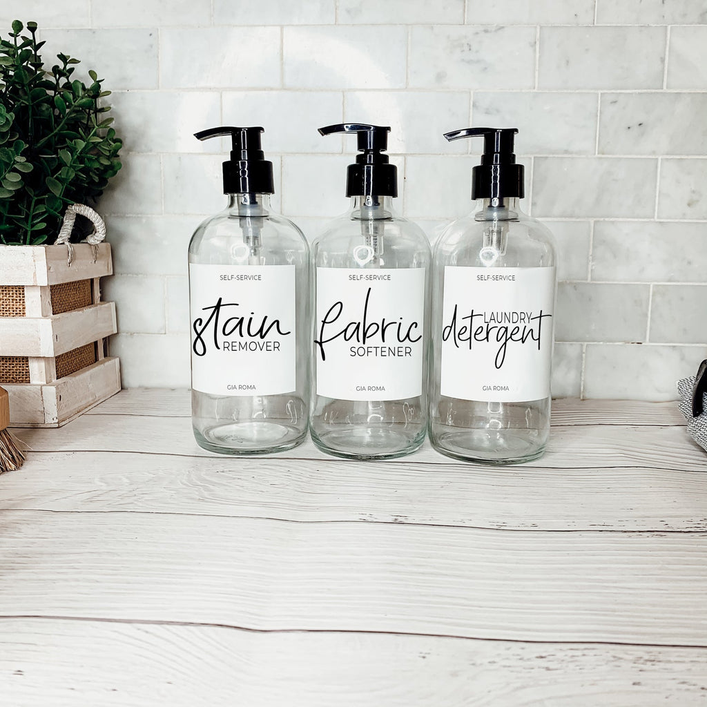 Clear Glass Refillable Soap Dispenser — 16 oz