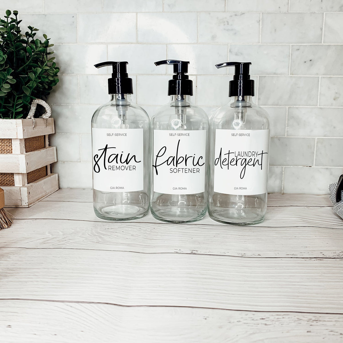 Clear Glass Refillable Soap Dispenser — 16 oz