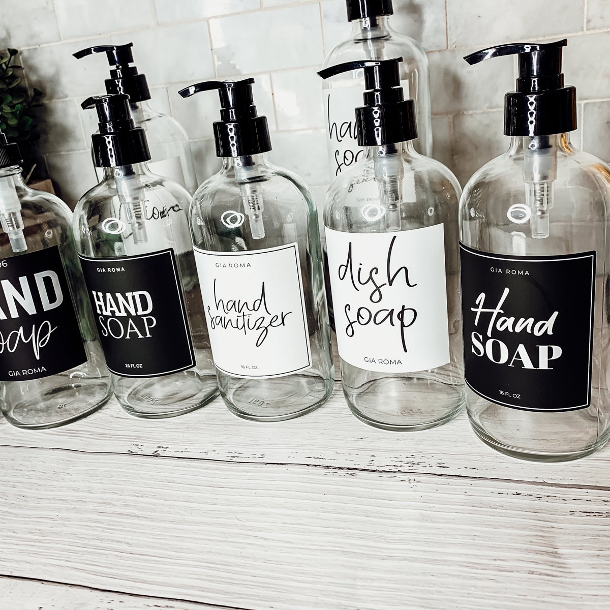 Clear Glass Refillable Soap Dispenser — 16 oz