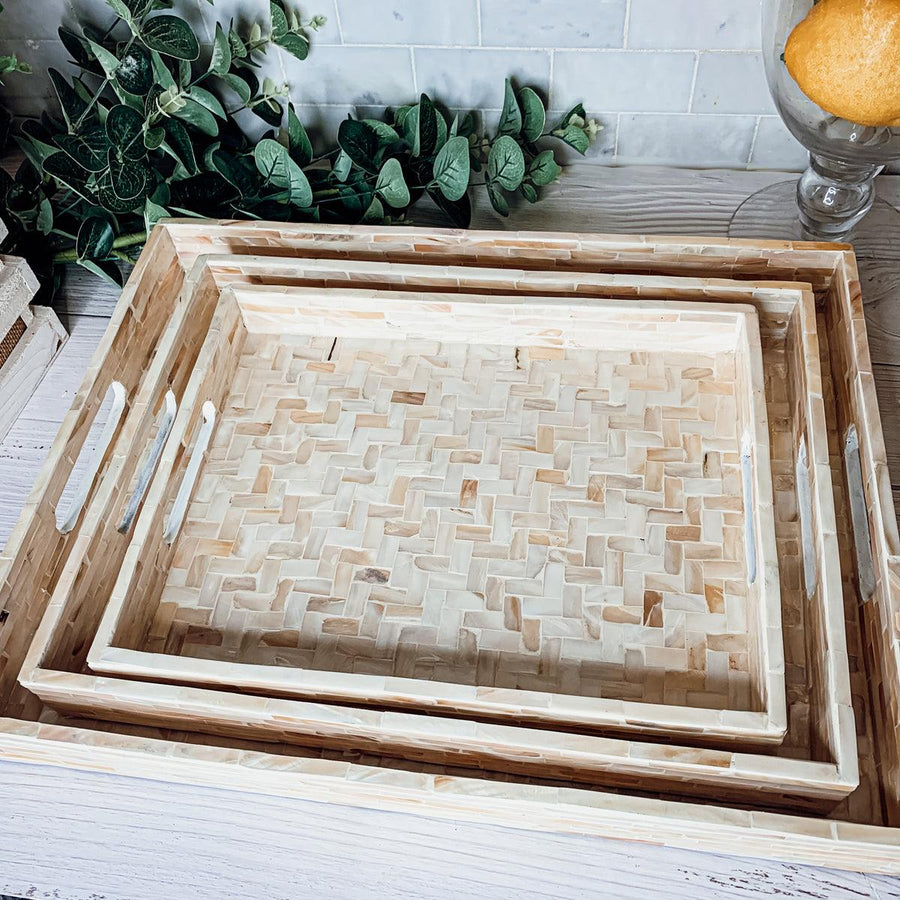 Mother-of-Pearl Herringbone Trays