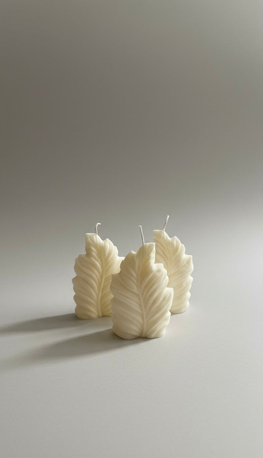 Ivory Leaf Sculptural Candle