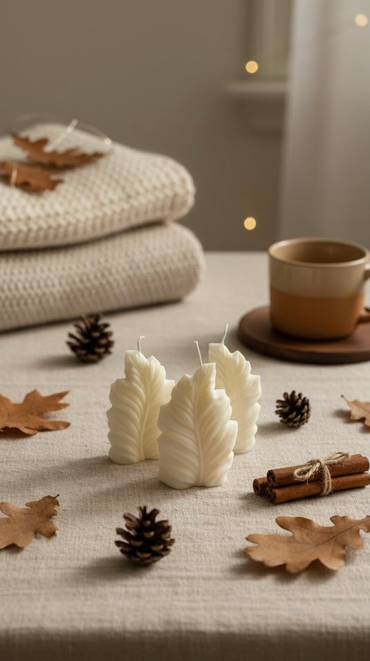 Ivory Leaf Sculptural Candle