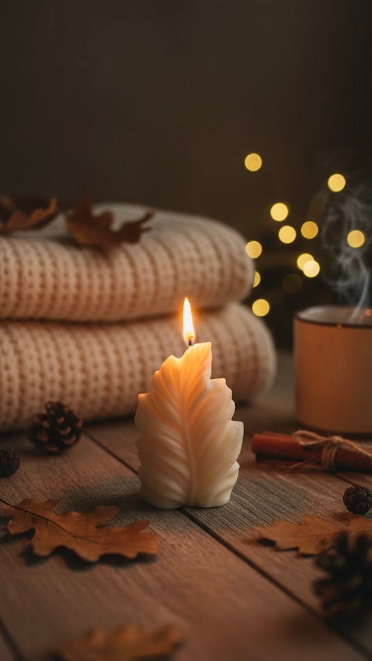 Ivory Leaf Sculptural Candle