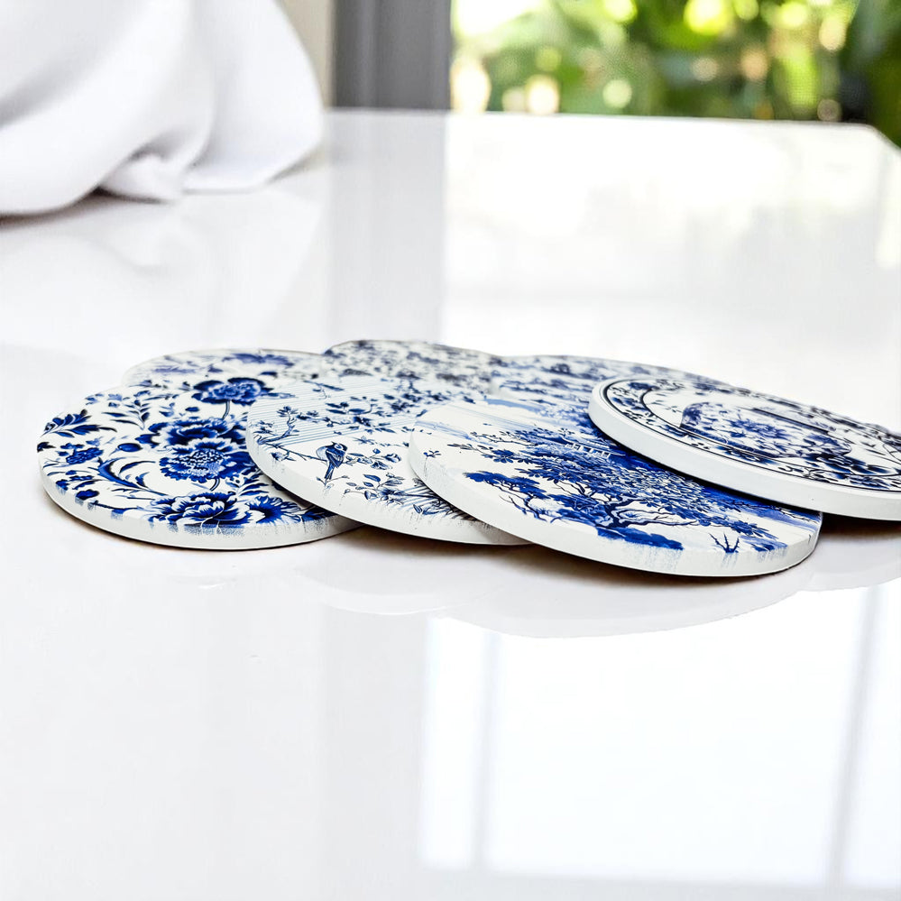 Blue & White Chinoiserie Ceramic Coasters