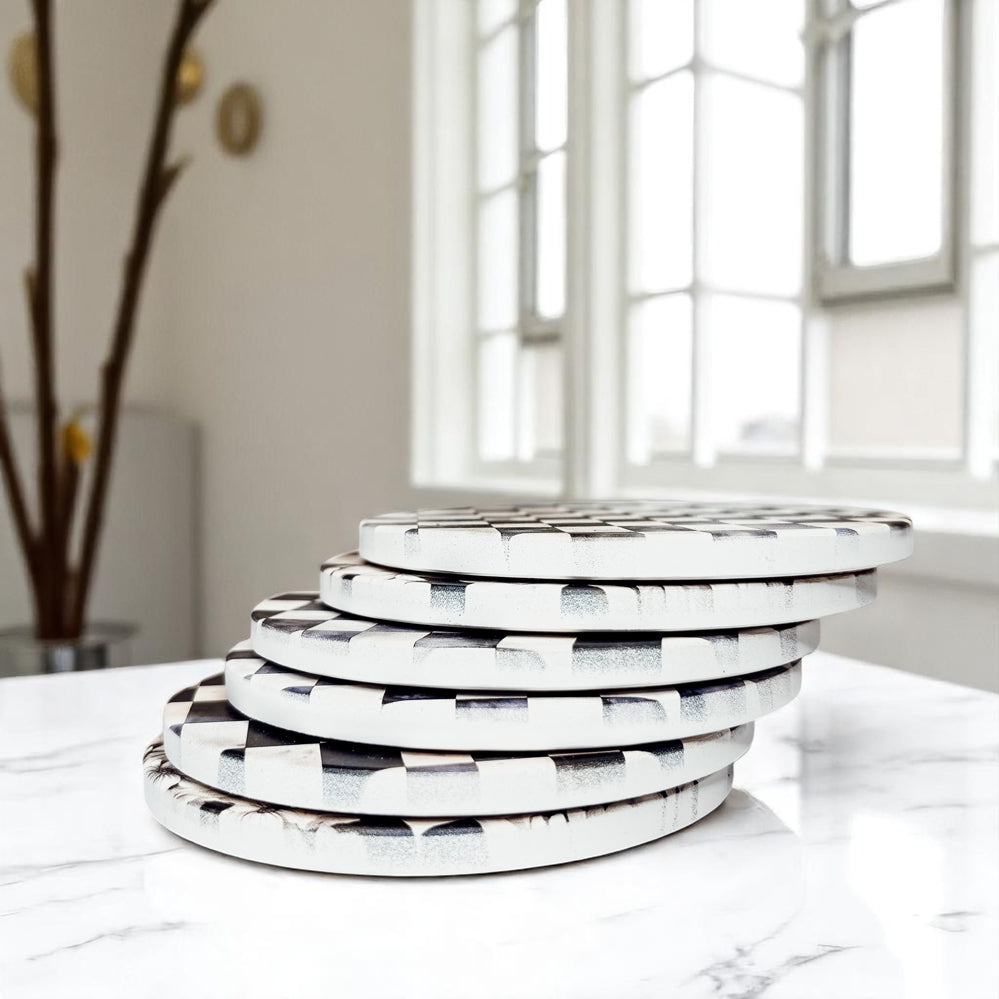 Courtly Check Ceramic Coasters