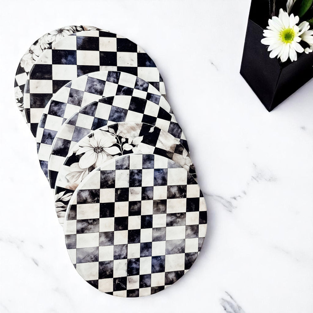 Courtly Check Ceramic Coasters
