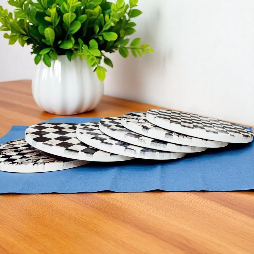 Courtly Check Ceramic Coasters