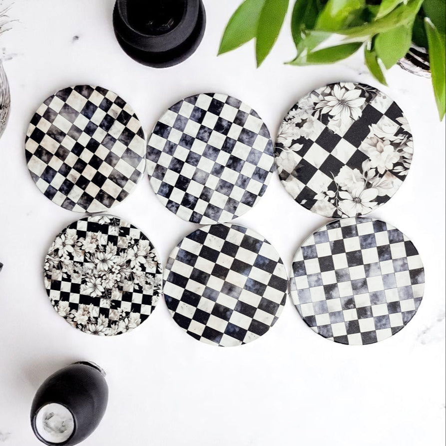 Courtly Check Ceramic Coasters