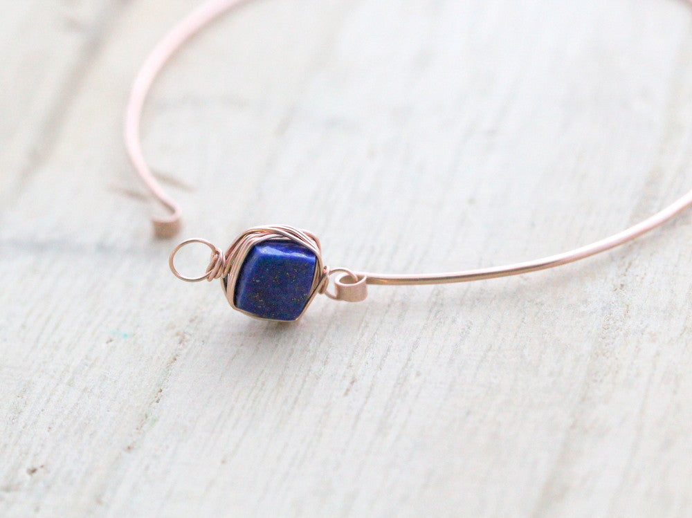 Lapis Lazuli Bezel Wrapped Bangle