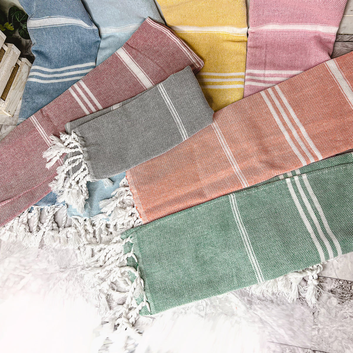 Turkish Hand Towel Oversized 100% Cotton Peshtemal Lightweight Absorbent
