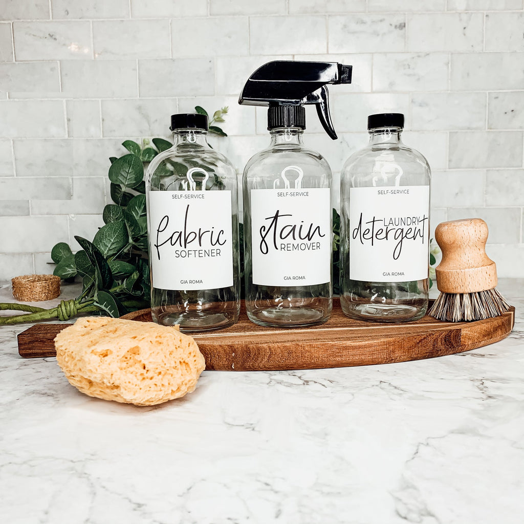 Clear Glass Refillable Soap Dispenser — 16 oz