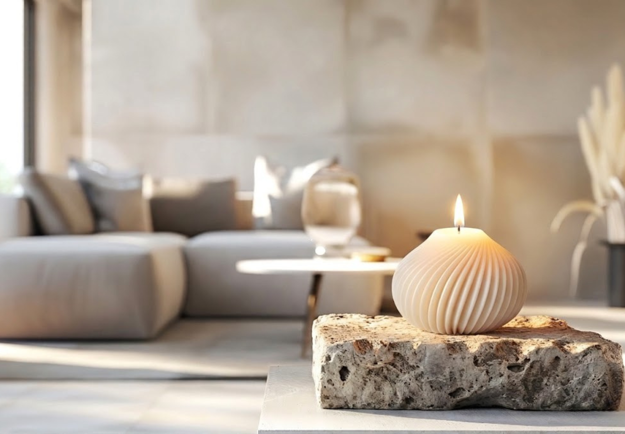 Alabaster Spiral Sculptural Candle