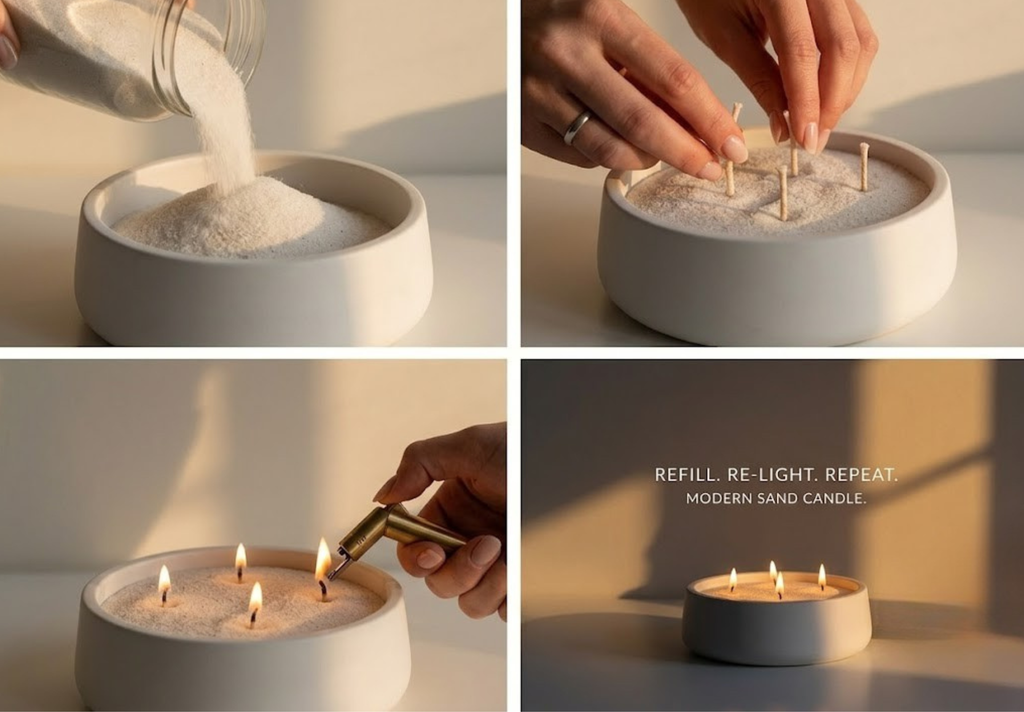 Hearth Refillable Candle-Sand Bowl