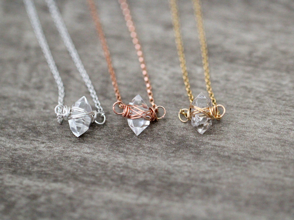 Herkimer Diamond Caged Necklace