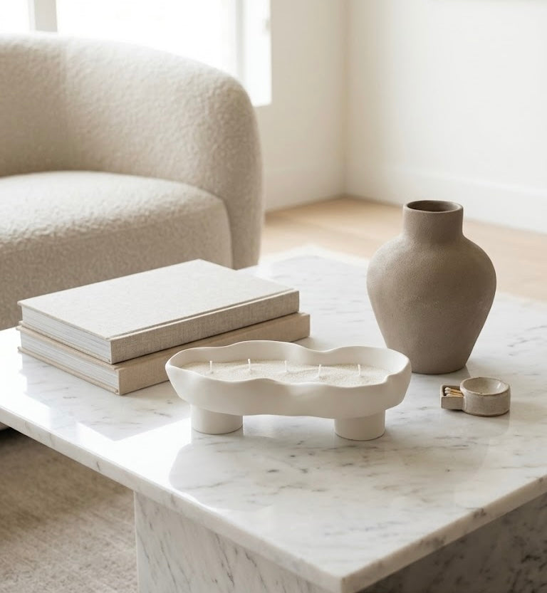 Scalloped Refillable Sand-Wax Candle Tray