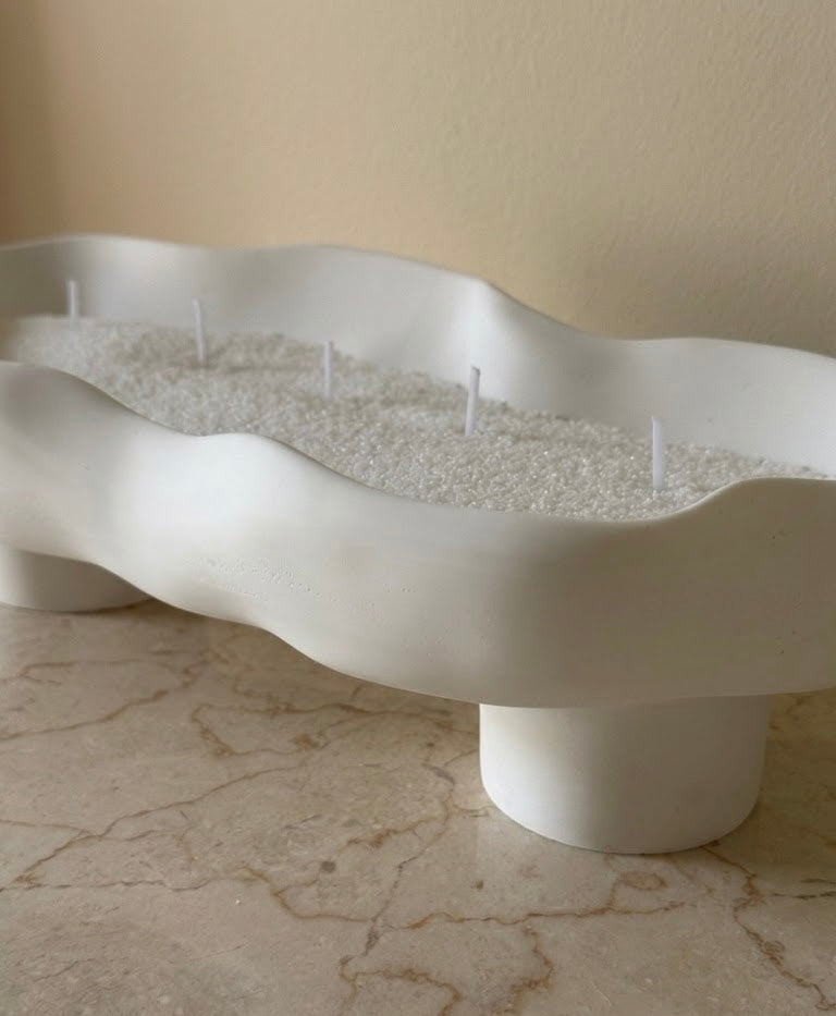 Scalloped Refillable Sand-Wax Candle Tray