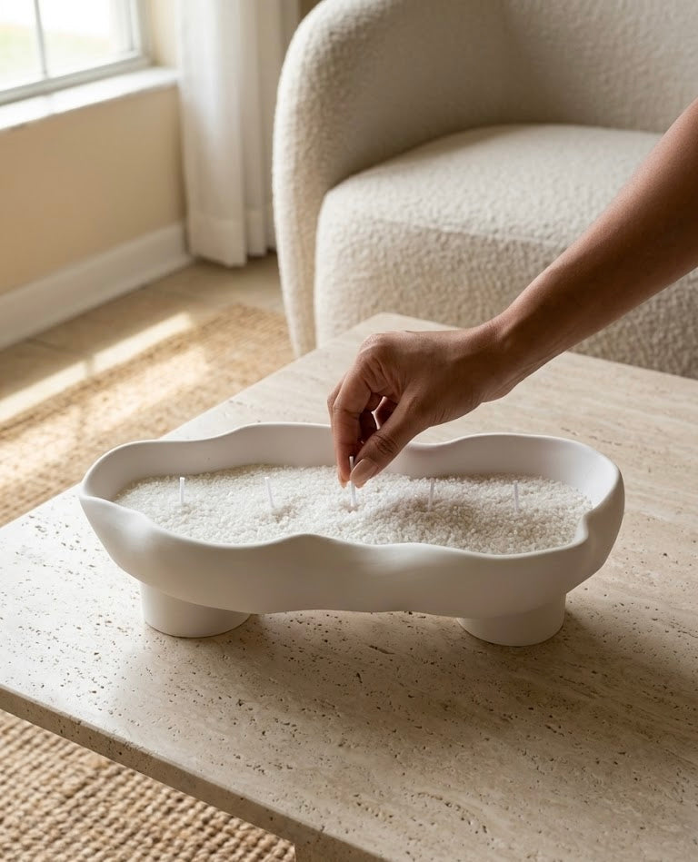 Scalloped Refillable Sand-Wax Candle Tray