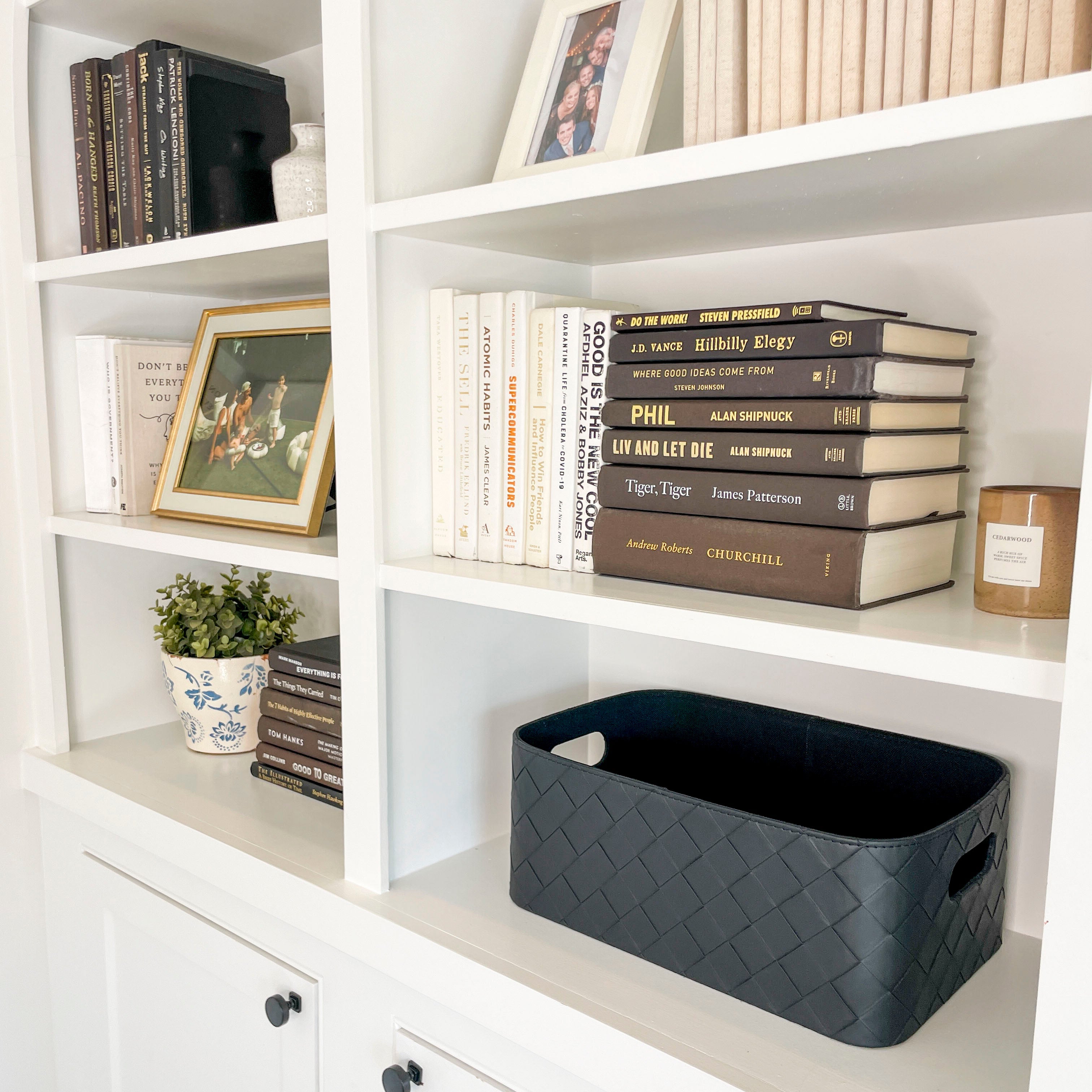 Leather Woven Bin (Black)
