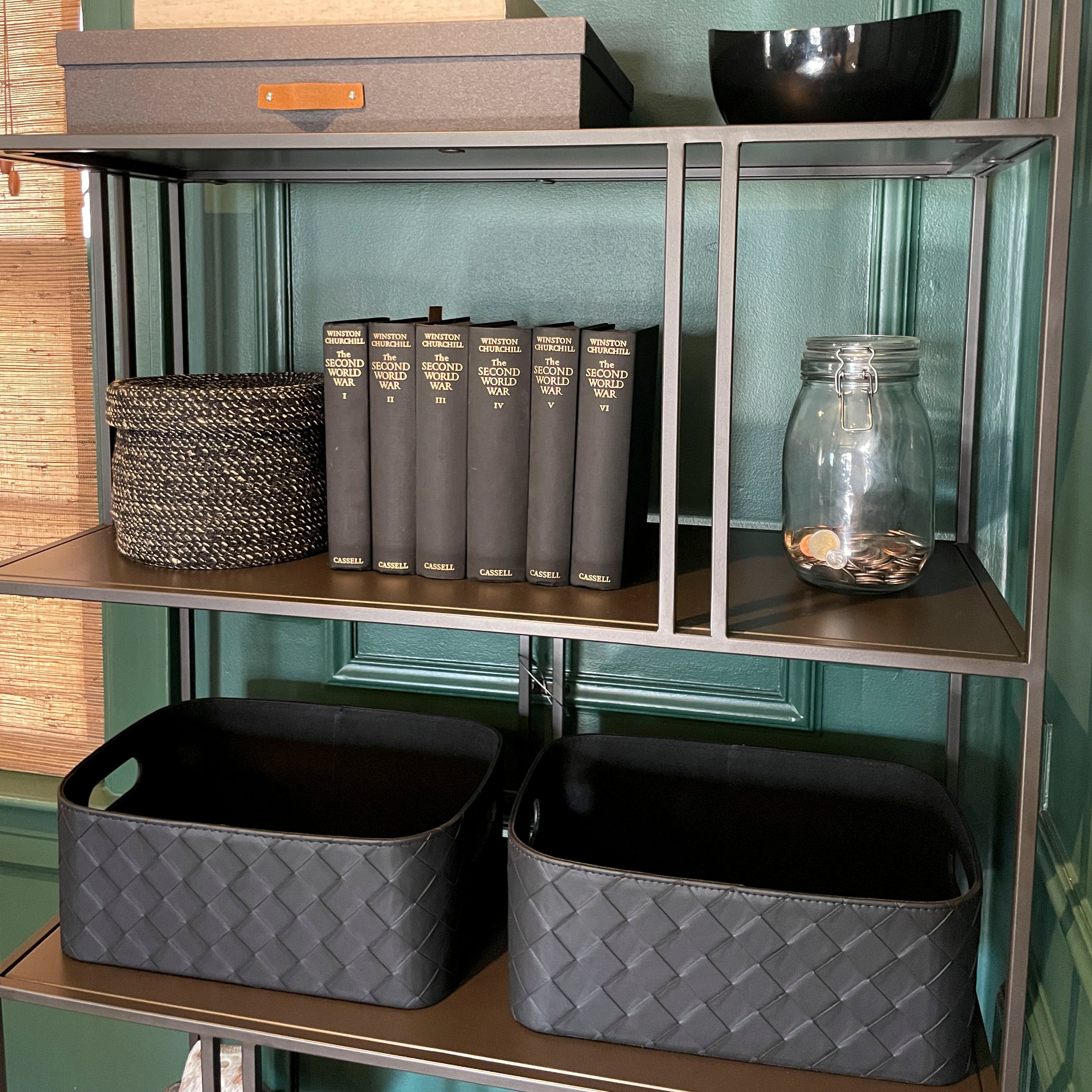 Leather Woven Bin (Black)