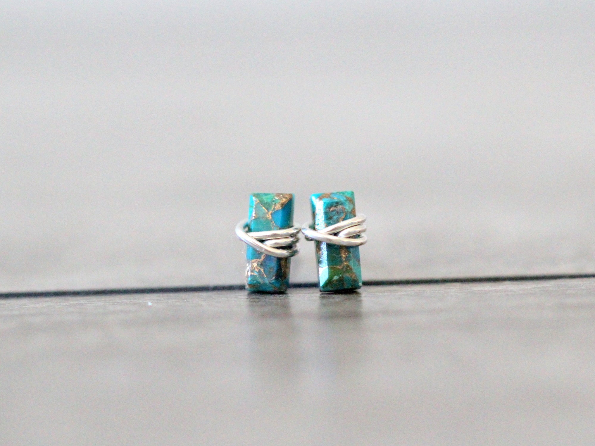 Baguette Studs - Copper Turquoise