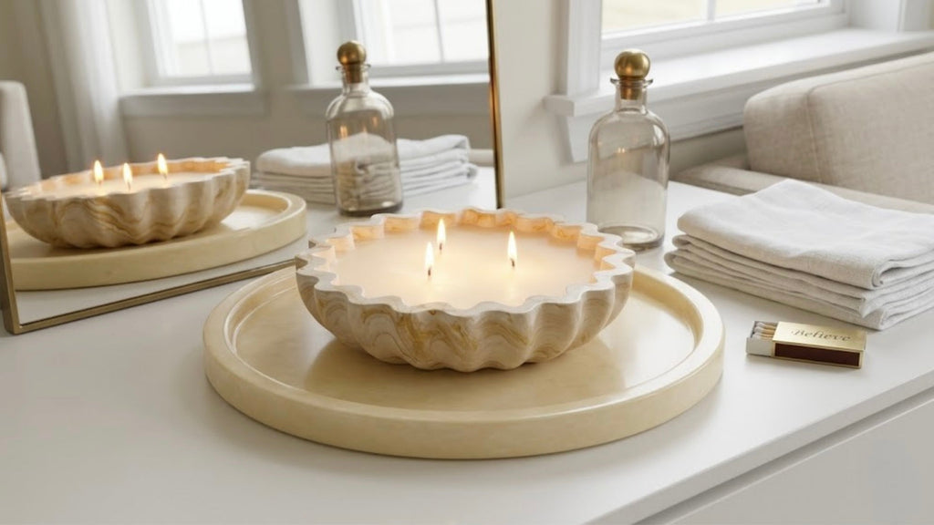 Fluted Marbled Candle Bowl