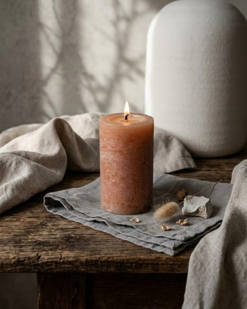 Textured Pillar Candle — Tangerine