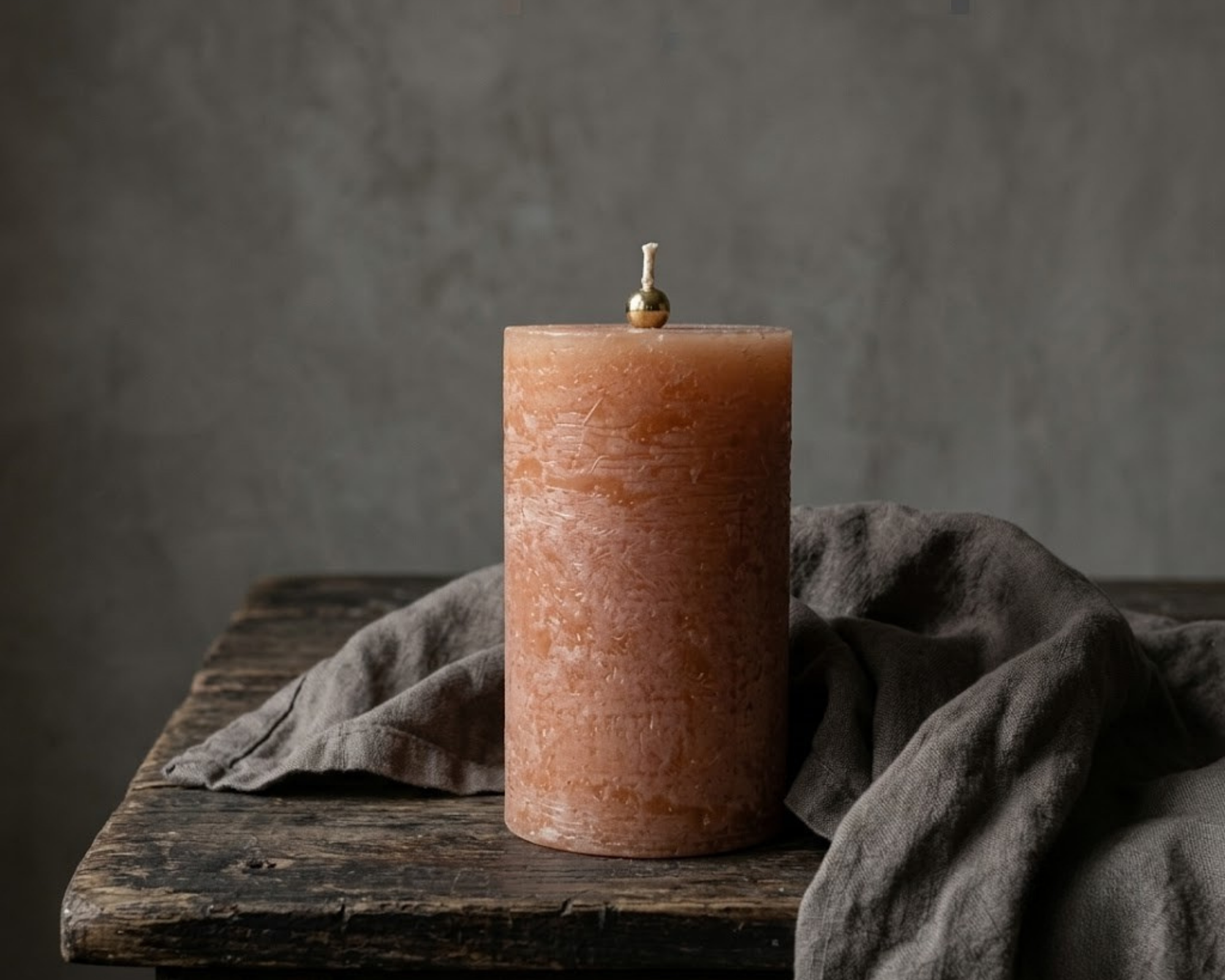 Textured Pillar Candle — Tangerine