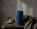 Textured Pillar Candle — Navy Blue