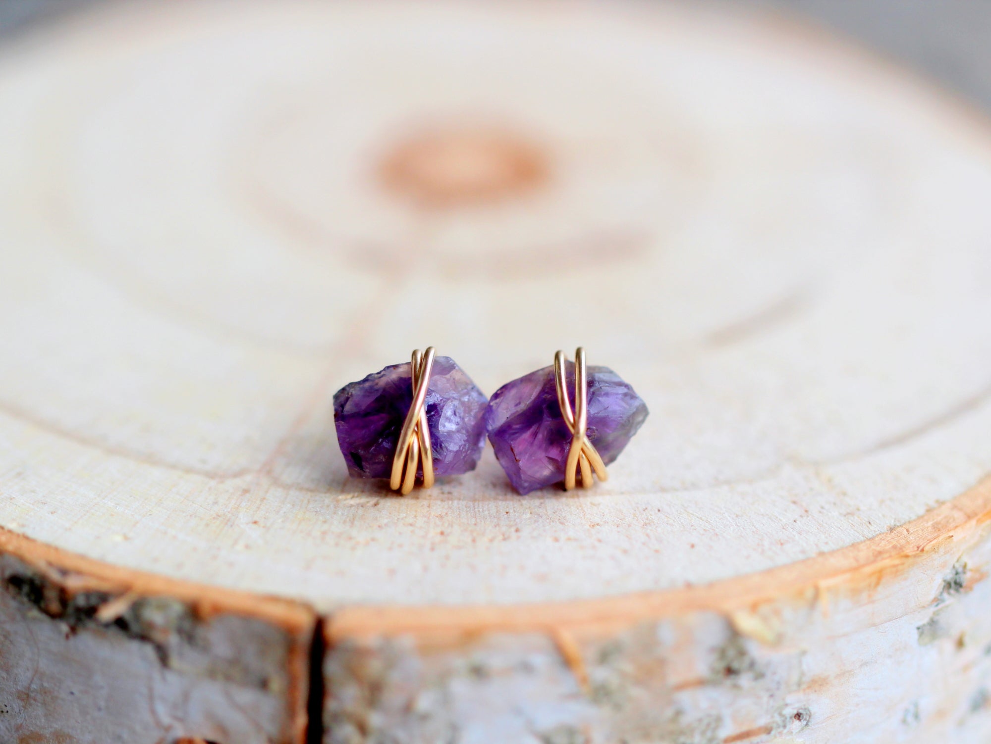 Raw Amethyst Comet Stud Earrings