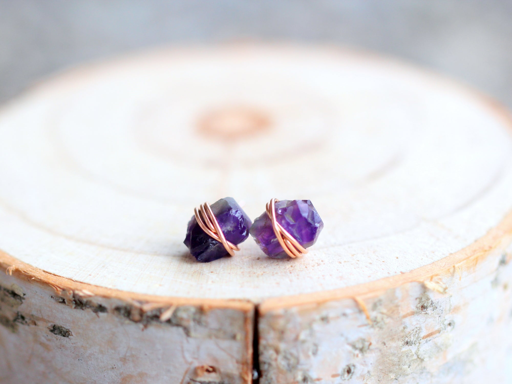 Raw Amethyst Comet Stud Earrings