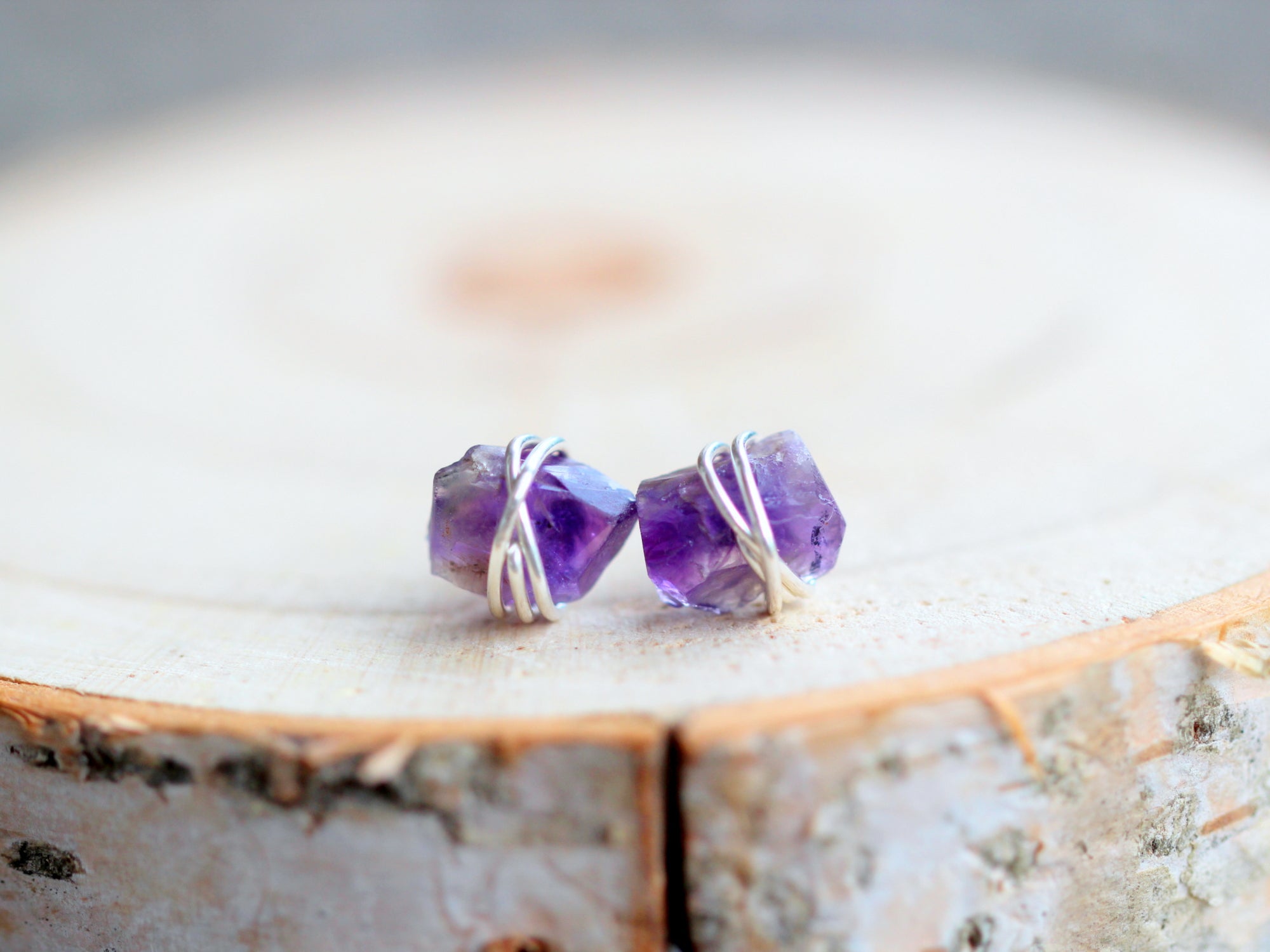 Raw Amethyst Comet Stud Earrings