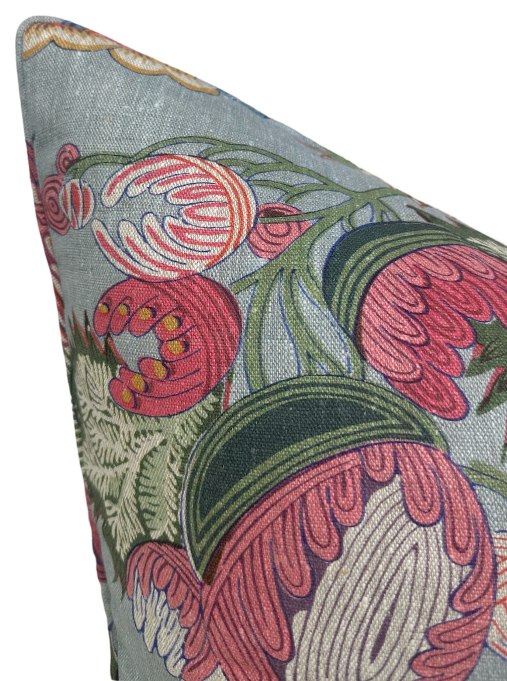 Indienne Jacobean Pillow Cover in Raspberry Teal, Thibaut Pillows