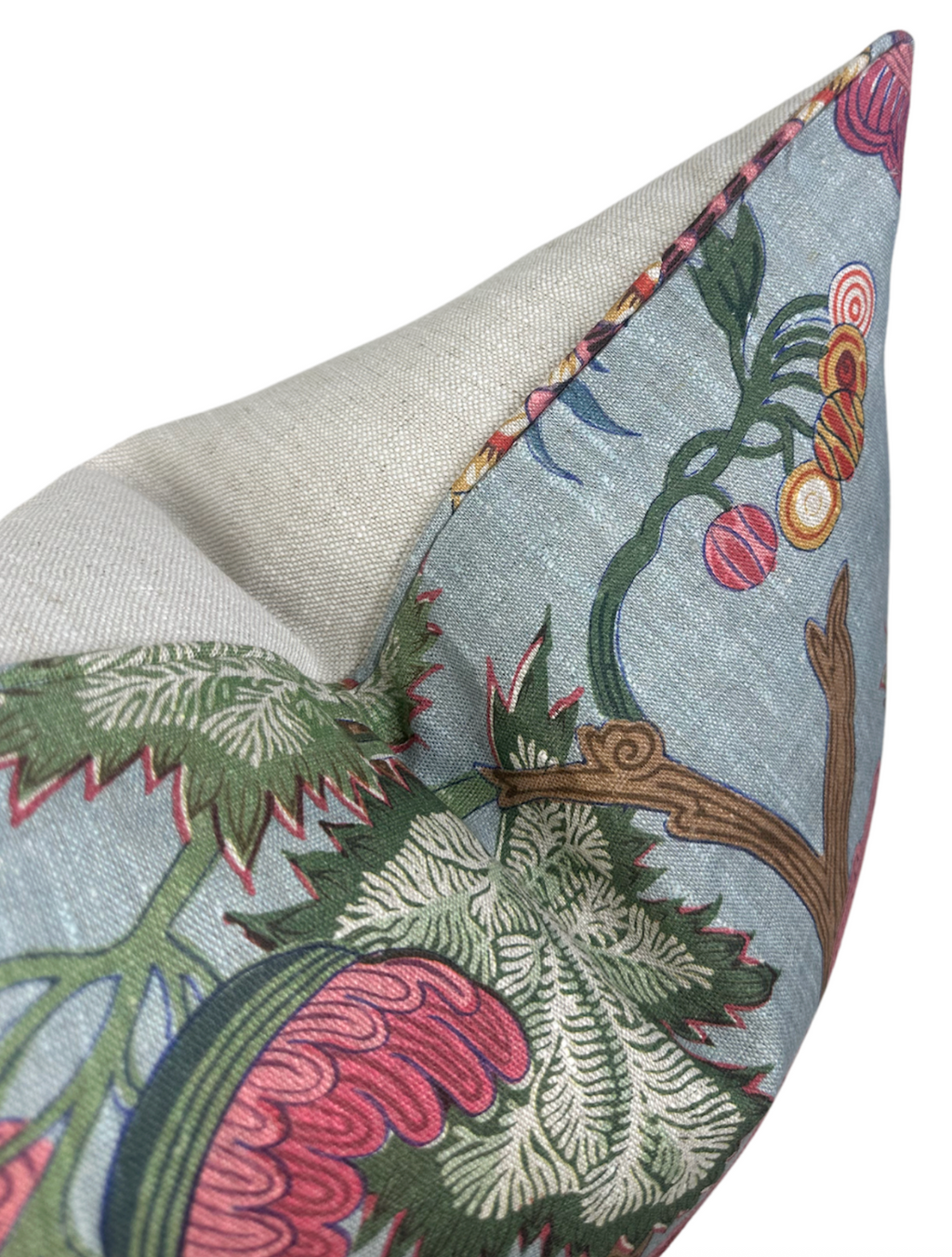Indienne Jacobean Pillow Cover in Raspberry Teal, Thibaut Pillows