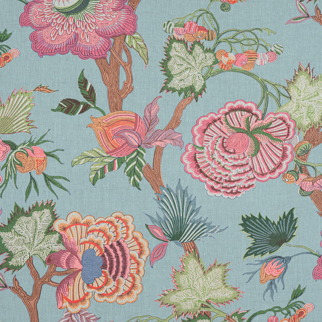 Indienne Jacobean Pillow Cover in Raspberry Teal, Thibaut Pillows