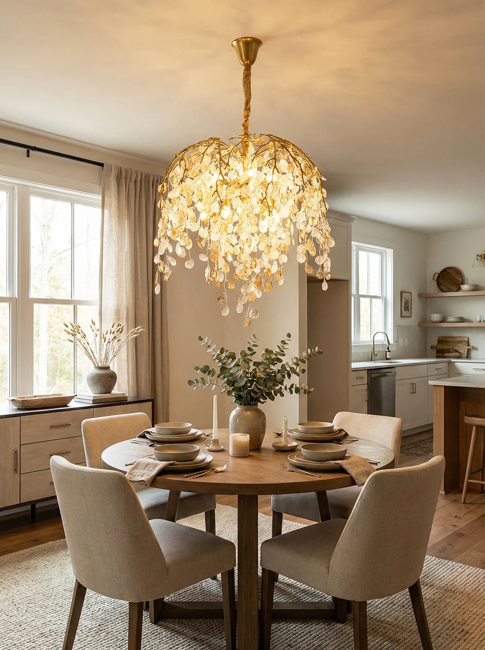 Idyllic Glass Leaves Chandelier