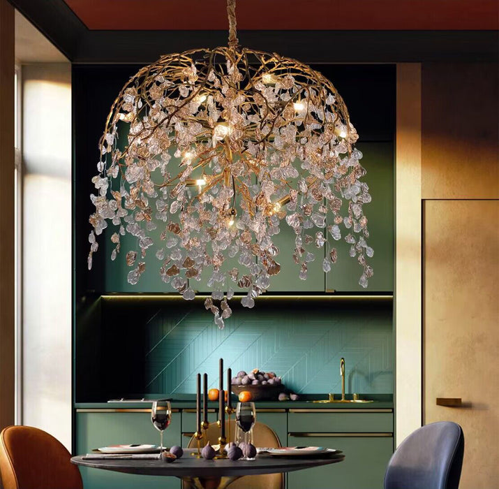 Idyllic Glass Leaves Chandelier