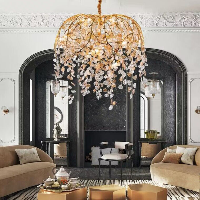 Idyllic Glass Leaves Chandelier