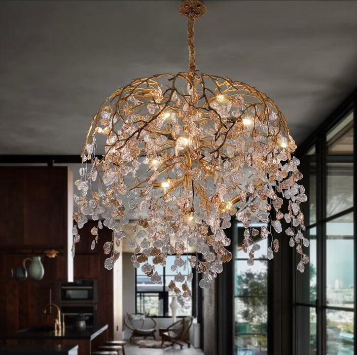 Idyllic Glass Leaves Chandelier