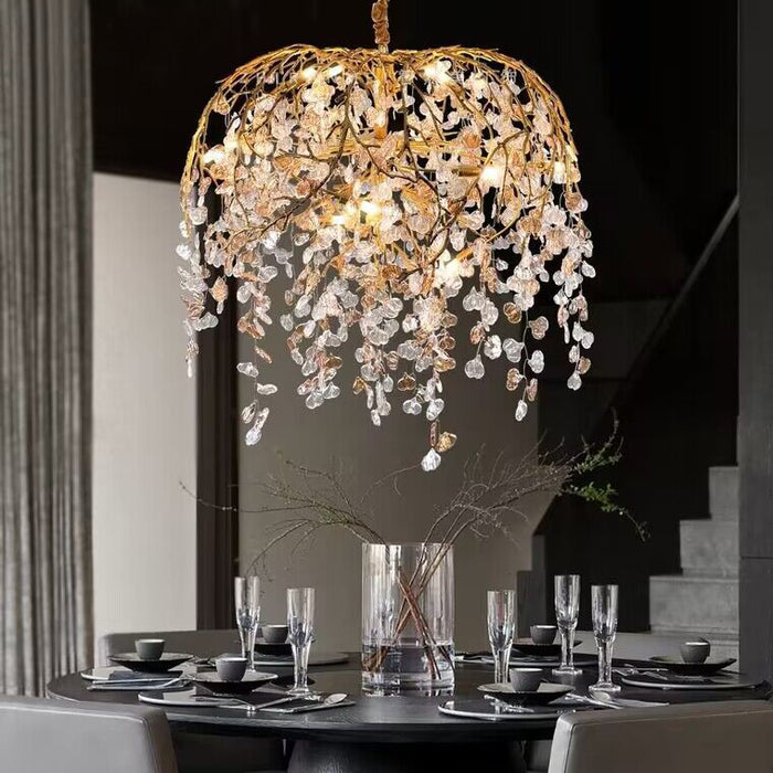 Idyllic Glass Leaves Chandelier