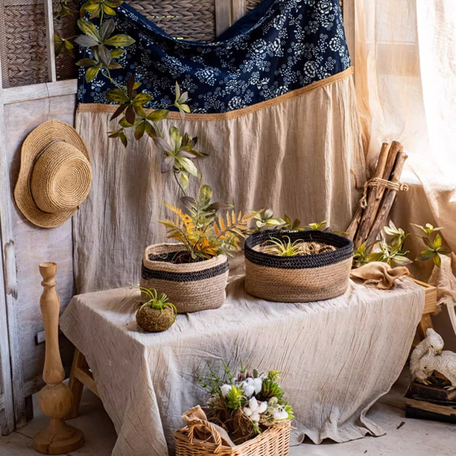 Cotton-Blend Woven Storage Basket