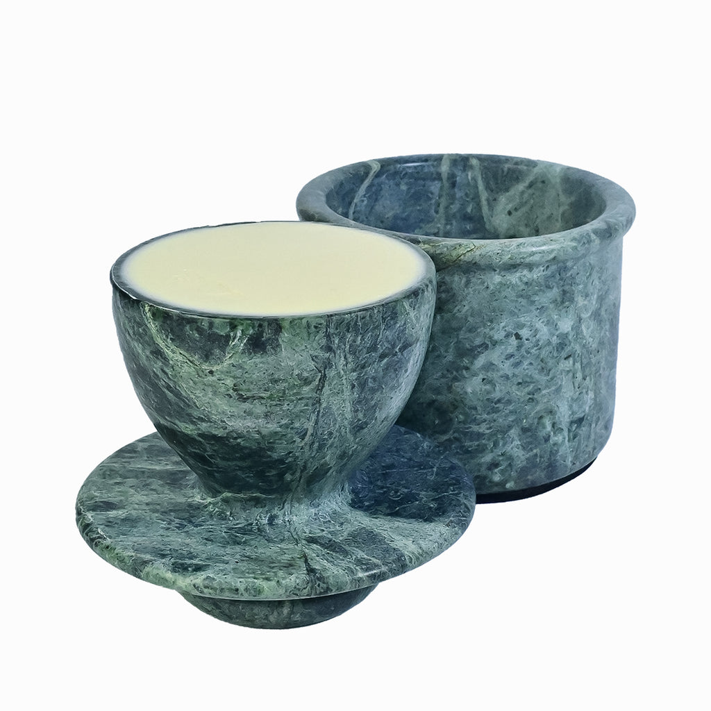 Jungle Green Marble Butter Keeper with Lid - Marble Butter Dish