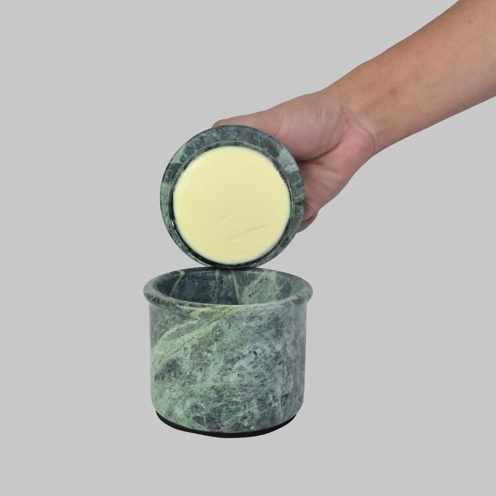 Jungle Green Marble Butter Keeper with Lid - Marble Butter Dish