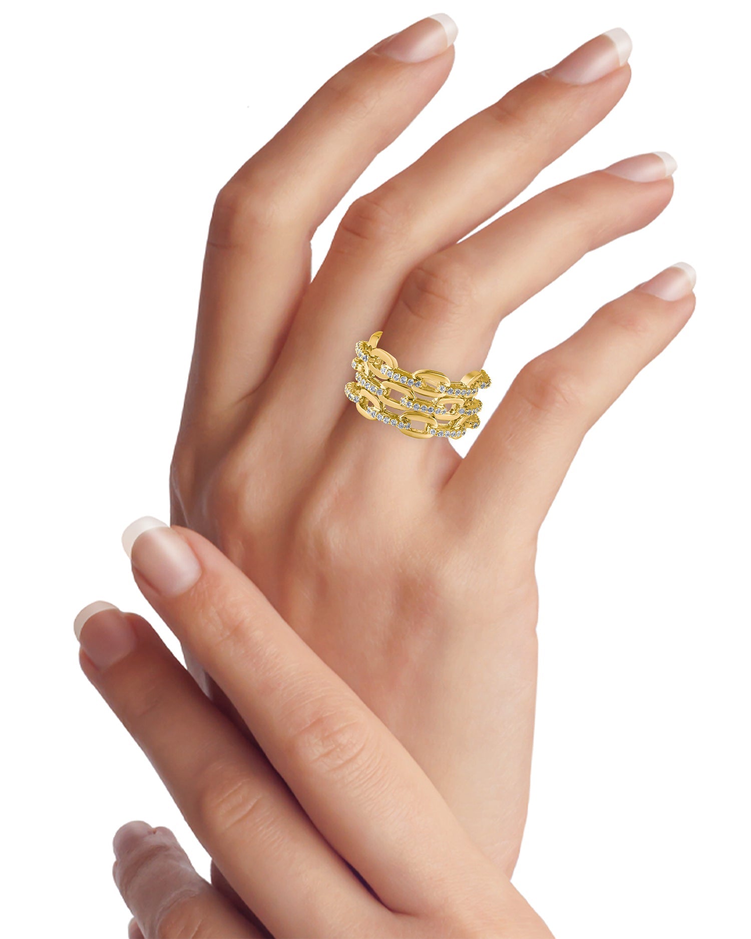 Pavé Chain Stacked Ring