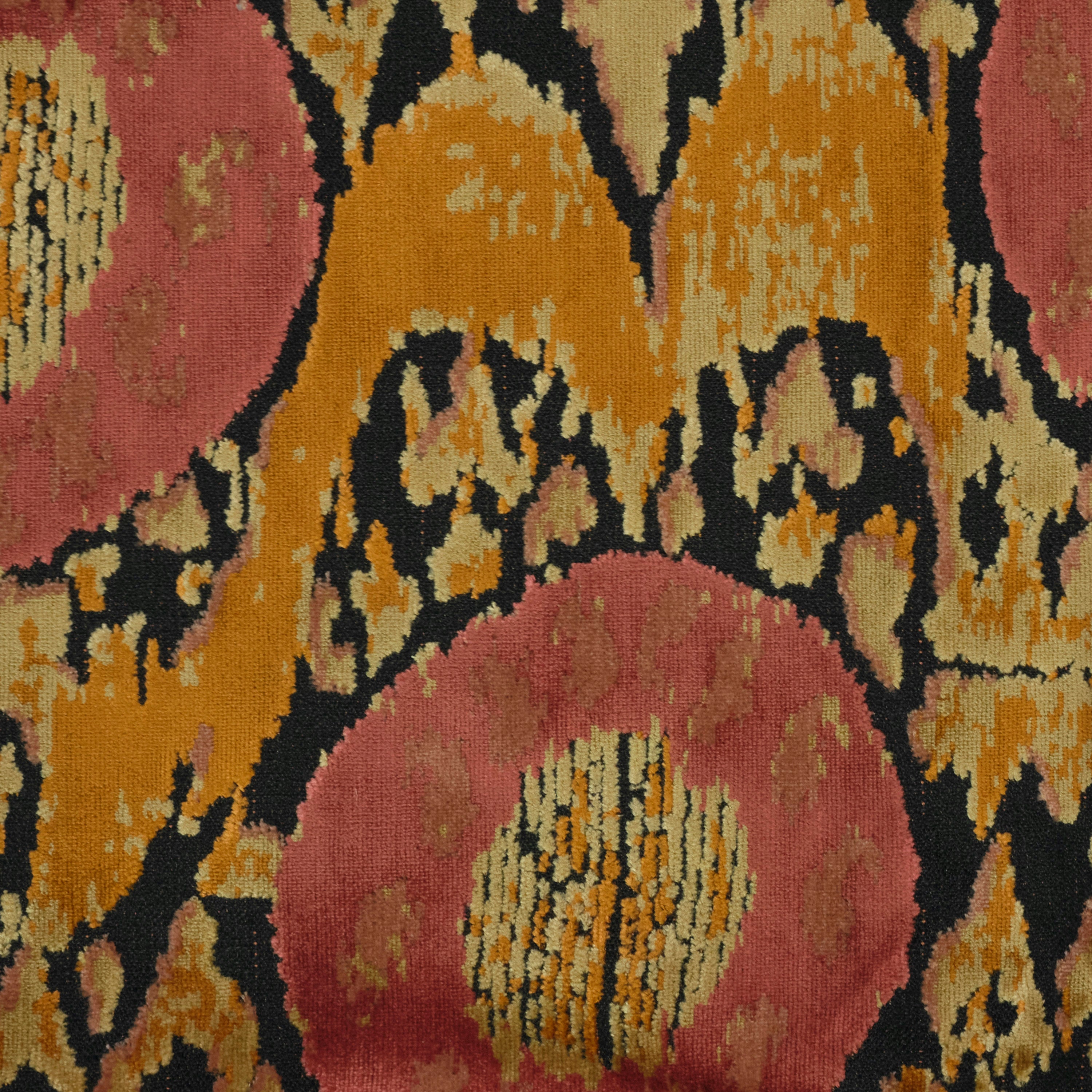 KAYA -IKAT EFFECT DESIGNER PATTERN CUT VELVET UPHOLSTERY FABRIC BY THE YARD