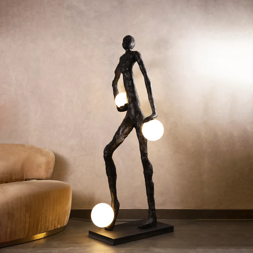 Kicking Ball Sculpture Character Floor Lamp