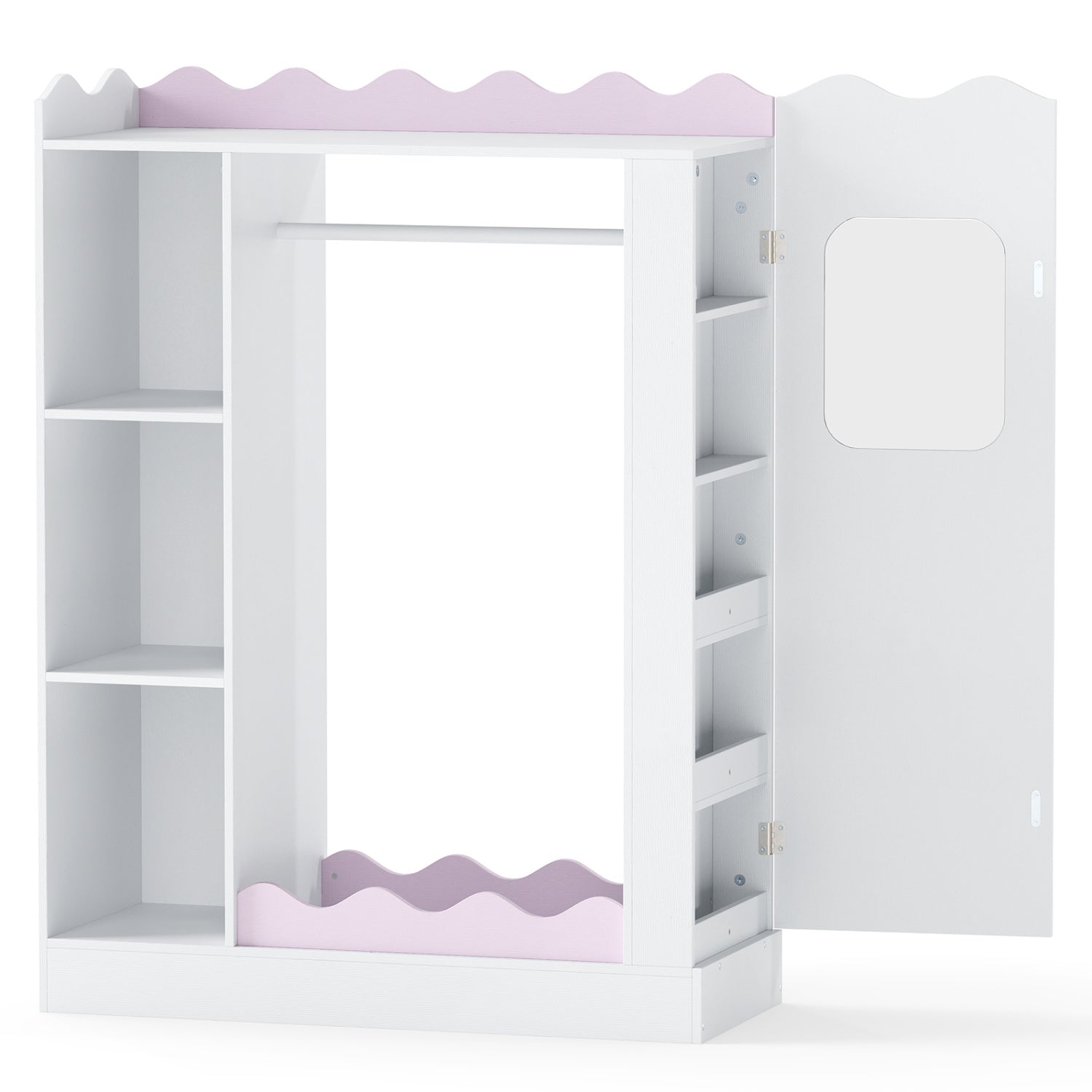 Kids Dress Up Storage with Mirror and Hanging Rack - Pink
